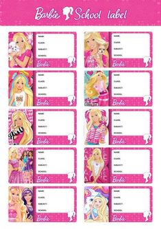 barbie doll name labels with pictures on them