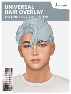 an image of a man with blue hair on his face and the words universal hair overlay