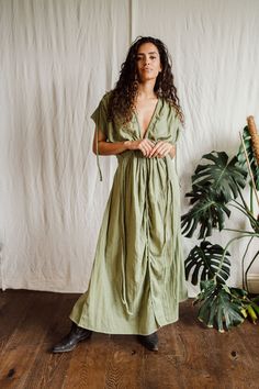 ~Green Lotus dress~ ~ Made with luxury Bamboo- ~Uk size 6~14~ Green V-neck Maxi Dress With Tie Waist, Dark Green V-neck Summer Dress, Green V-neck Boho Dress For Spring, Light Green V-neck Summer Dress, Green V-neck Wrap Dress For Spring, Green Midi-length V-neck Summer Dress, Green Midi V-neck Dress For Summer, Green Midi Length V-neck Beach Dress, Green Flowy V-neck Dress