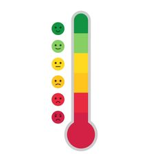 a thermometer with different colored faces on it