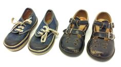 These items show overall wear including scratches, discoloration, scuff marks, wear to the soles, and signs of age and use found. The blue shoes measure approximately 2.5” x 2.25” x 5.75”, and the Buster Brown shoes measure approximately 3” x 2.75” x 6.25” at their largest dimensions.  Please see pictures for more details.   A28 Buster Brown Shoes, Buster Brown, Brown Shoes, Brown Shoe, Toddler Shoes, Blue Shoes, Keds, Baby Toddler, Rubber Sole