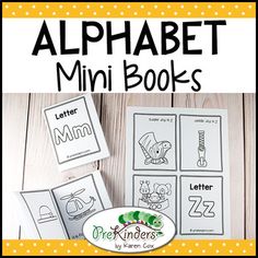 the alphabet mini books with pictures of letters and numbers