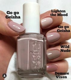 Basic Nail Polish Colors, Neutral Nails Essie, Gel Neutral Nail Colors, Essie Neutral Colors, Essie Nail Polish Neutral, Nude Autumn Nails, Fall Neutral Nail Colors