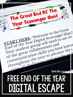 a computer screen with the text free end of the year escape on it and an image of