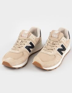 NEW BALANCE 574 Womens Shoes - PURPLE | Tillys New Balance For Women, New Balance Tennis Shoes, New Balance Tan Shoes, Sporty Brown New Balance Running Shoes, New Balance 574 Outfit Women, Woman’s New Balance Sneakers, Womens 574 New Balance, New Balance Shoes 574 Tan