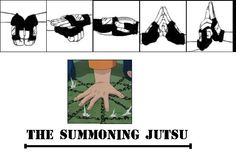 an image of someones hand with chains on it and the words, the summoning jutsuu