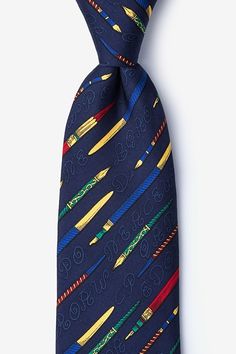 The Art Of Writing Tie Artsy Blue Art For Collection, Navy Blue Tie, Neck Bow, Nancy Drew, Blue Ties, Silk Ties, Navy Blue, Navy, Writing