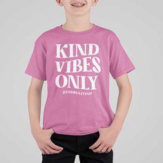 Unity Day T Shirt For Kid Kind Vibes Only End BullyingGet Ready for Anti Bullying in Style! Our Kids T-Shirts combines comfort and creativity, giving kids the freedom to showcase their unique style while enjoying all-day comfort and ease. Each shirt is custom-made to order and handcrafted to the highest quality standards. Details: Composition: 100% airlume combed and ringspun cotton. Material: Soft and durable cotton fabric. Design: Classic fit, seamless ribbed neck, double needle sleeves, and b Unity Day, Digital Graphics, Our Kids, Cotton Material, Daily Wear, Kids Tshirts, Unique Style, Color Variations, Fabric Design