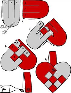 the instructions for how to make an origami heart with scissors and glue on it