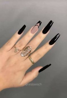 Black Acrylic Nail Designs, Neutral Nails Acrylic, Black Acrylic Nails, Hello Nails, Coffin Shape Nails, Fancy Nails