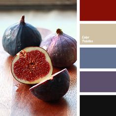 the figs are sitting on the table next to each other, with different colors