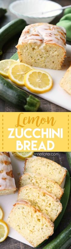 lemon zucchini bread is cut into slices on a plate