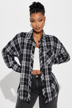 Available In Brown/combo, Black/combo, And Taupe/combo. Plaid Shirt Long Sleeve Button Down Collar Front Pocket Oversized Fit Non Stretch Disclaimer: Plaid Placement Will Vary 75% Polyester 25% Cotton Imported | Fall For You Plaid Shirt in Black size XS by Fashion Nova Shirt Dress Pattern, Fall For You, Women Shirts Blouse, Shirt Long Sleeve, Shirts Blouses, Button Down Collar, Matching Dresses, Womens Fall, Dress Pattern