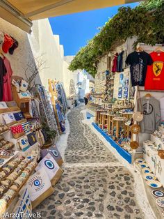 an alley way with many items on display