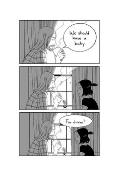 a comic strip with an image of two people looking at each other and one is talking to