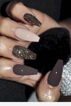 Ultimate Winter Manicure Inspiration - Wedded Wonderland Brown Nail Polish, Her Nails, Fall Acrylic Nails, Ballerina Nails, Dipped Nails, Fabulous Nails, Coffin Nails Designs, Pretty Acrylic Nails, Best Acrylic Nails