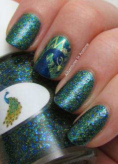 Adventures In Acetone: The Nail Junkie Peacock + Nail Art! Peacock Makeup, Feather Nail, Peacock Hair, Nail Designs Tutorial