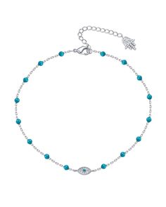 PRICES MAY VARY. Stay protected in this unique Hamsa anklet. This piece is rhodium plated, 9 inches long plus 1.5 inches extender for extra length, and features gorgeous 3 x 4mm turquoise enamel beads and an evil eye charm for feeling guided by the universe. Always crafted with care, the anklet features a durable finish that's 100% nickel-free, cadmium-free, lead-free, and hypoallergenic. So it's safe for sensitive skin and all-day, everyday wear. OUR SATISFACTION PROMISE: Your happiness is our Anklets Boho, Enamel Beads, Gold Anklet, Chain Anklet, Evil Eye Charm, Anklet Jewelry, Pharmacy Gifts, Evil Eye, Pearl Beads