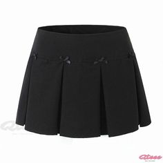 Qteee - Chic Low-Waist Pleated Skirt with Bow Embellishment Low Waist Skirt, Skirt With Bow, Skirt Bow, Short Pollera, Girl Y2k, Bodycon Outfits, Dress Women Elegant, Half Skirt, A Line Mini Skirt