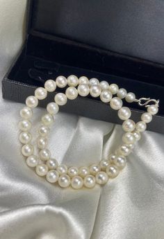 White South Sea Pearl Necklace, White Saltwater Pearl Beads Necklace for Women SPECIFICATIONS ♦ Pearl Type: 100% Genuine Flawless Cultured South Sea Pearls. ♦ Pearl: Shape: Perfectly Rounded ♦ Necklace Length : 16-18 inches. ♦ Pearl Diameter: 7.0 to 9.0 mm ♦ Weight : 185 CTS ♦ Beads : 50-55 ♦ Pearl Color: White with Bright Silver Hues .The shimmer, the luster is like a mirror. There are only few of them around and i wonder who is the lucky lady whos going to adorn them?! ♥ ♦ Pearl Luster: Excellent, bright and sharp ♦ Nacre Quality: Thick, no noticeable nucleus, not chalky ♦ Pearl Surface: Clean with no visible irregularities (Near Clean to Clean) ♦ Pearl Matching: Excellent (uniform appearance) Pearls Harmoniously Matched. It took me a long time to find the right pearls and match them. CO Round Pearl Jewelry With 8mm Beads, Round Pearl Necklace With Polished Beads, Classic White Jewelry With Polished Beads, Classic Polished Beads Pearl Necklace, Pearl White Single Strand Necklace With Round Beads, Classic Round Pearl Necklace With Polished Beads, Pearl Necklace With 8mm Beads For Gifts, Pearl Necklaces With 8mm Beads For Gifts, White Pearl Beaded Necklaces