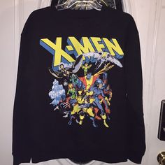 Show Your Love For The X-Men With This Great Nwot Black Sweatshirt. Large Group Of 13 X-Men! No Imperfections On This One! Super Soft Inside This Unisex Sweatshirt! Measurements Are Approximate: Armpit To Armpit: 22” Length: 25” Please Review Photos Carefully As They Are Part Of The Description. Black Pop Culture Tops For Winter, Yellow Crew Neck Top With Graphic Print, Winter Pop Culture Crew Neck Tops, Yellow Crew Neck Winter Tops, Yellow Crew Neck Top For Winter, Black Long Sleeve Pop Culture Top, Black Tops For Fan Merchandise In Winter, Yellow Pop Culture Tops For Streetwear, Yellow Crew Neck Top With Letter Print