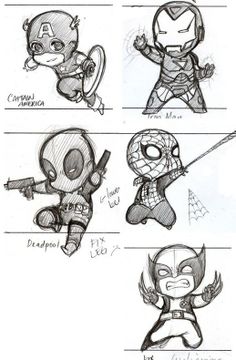 some character sketches for the avengers movie