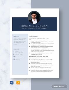 a professional resume template with blue and white colors on the cover, it is ready to be