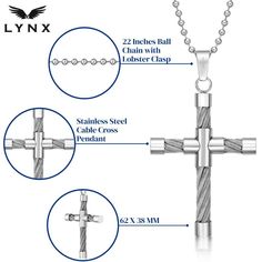 Showcase the strength of your faith with this stainless steel cross pendant necklace. Showcase the strength of your faith with this stainless steel cross pendant necklace.Click on this JEWELRY & WATCHES GUIDE to learn about fit, styles, materials and more! Pendant size: 2.44"W x 1.5"L Chain length: 22 in. Chain type: ball Metal: stainless steel Finish: polished Packaging: boxed Please note, due to the high value of this item, a signature may be required upon delivery. Size: 22". Color: White. Ge Affordable Stainless Steel Cross Pendant Necklace, Stainless Steel Cross Pendant Necklace As Gift, Silver Stainless Steel Cross Necklace, Adjustable Stainless Steel Cross Necklace, Stainless Steel Cross Pendant Necklace For Gift, Gift Stainless Steel Cross Pendant Necklace, Nickel-free Stainless Steel Cross Jewelry, Stainless Steel Cross Pendant Necklace For Faith, Nickel-free Stainless Steel Crucifix Necklaces