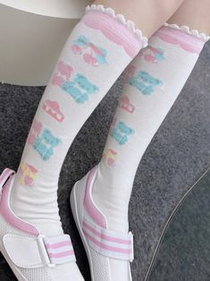 This price is for a pair of socks, others are not included. Cute Knee-high Socks For Spring, Casual Socks For School In Spring, Casual School Socks For Spring, Cute Cream Socks For Spring, Cute Knee-high Spring Socks, Cute Cream Spring Socks, Sweet White Socks For Spring, Cute White School Socks, White Harajuku Knee-high Socks