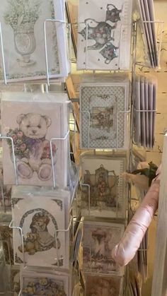 there are many cards on display in the store