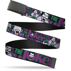 the joker seat belt has an image of batman on it and is black with green lettering