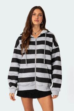 Maritza Oversized Zip Up Hoodie – edikted Oversized Zip Up Hoodie, Striped Two Piece, Hoodie Oversize, Runway Trends, Swimwear Dress, Striped Hoodie, Oversize Hoodie, Patterned Fabric, Zip Up Hoodie