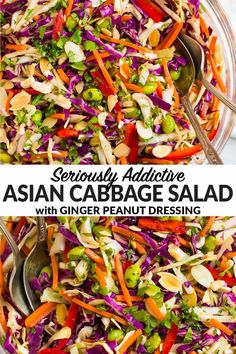 a salad with carrots, celery, and cabbage in it