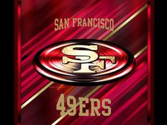 the san francisco logo is shown on a red and gold striped background with text that reads 94ers