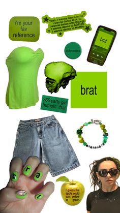 Brat outfit Charli XCX bumpin that outfit green chartreuse Brat Outfits, Lime Green Outfits, Green Inspo, Tri Delt, Green Chartreuse, Brat Style, Charli Xcx, Green Outfit, Concert Outfit