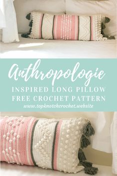 the crochet pillow is made with yarn and has fringe trims on it