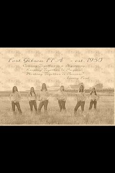 four girls are posing in a field with their arms around each other and the words love grows