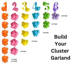 the numbers and shapes of gummy bears are shown in different colors, sizes and shapes