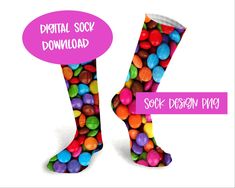 a pair of socks with candy in them and the words digital sock downloaded above it