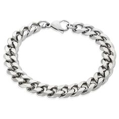 Crucible Stainless Steel Beveled Curb Chain Bracelet (11mm) - Silver (8.5) Target Store, Coastal Jewelry, Curb Chain Bracelet, Wardrobe Color, Ankle Bracelets, Chains For Men, Men's Jewelry, Curb Chain, Bling Bling