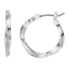 Crisscross details lend eye-catching style to these Dana Buchman hoop earrings.EARRING DETAILSLength: 0.75 in. Backings: click-itMetal: brassPlating: silver toneNot appropriate for children 14 years old and younger. Size: One Size. Gender: female. Age Group: adult. Nickel-free Metal Hoop Huggie Earrings, Nickel-free Metal Huggie Hoop Earrings, Hinged Hoop Metal Jewelry, Hoop Earrings Silver, Jewelry Earrings Hoops, Earrings Silver, Criss Cross, Gender Female, Silver Bracelet