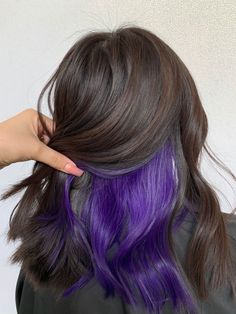 Purple Underneath Hair, Purple Peekaboo Highlights, Purple Peekaboo Hair, Undercolor Hair, Under Hair Dye, Purple Blonde Hair, Underdye Hair, Under Hair Color