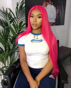 Rose Pink Long Straight Synthetic Hair Cosplay Synthetic Heat Safe Natural Look Red Ombre Hair, Ombre Hair Blonde, Pink Wig, Lace Hair, Long Straight Hair, Blonde Ombre, Lace Frontal Wig, Frontal Wigs, Ombre Hair