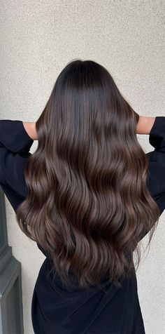 Dark Hair With Honey Balayage, Brunette Hair Balayage Dark, Cold Brew Balayage Hair, Chestnut Brunette Balayage, Fall Brown Hair Balayage, Rich Dark Brunette Hair Color, Rich Brown Balayage Brunettes, Rich Fall Hair Color Brunettes, Rich Dark Chocolate Brown Hair Balayage