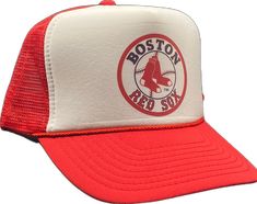 Red Retro Hat For Baseball Season, Red Retro Hats For Baseball Season, Retro Red Hats For Baseball Season, Red Retro Trucker Hat For Streetwear, Vintage Red Trucker Hat For Outdoor, Red Retro Sports Hat, Casual White Winter Trucker Hat, Retro Red Trucker Hat For Sports Events, Casual Red Trucker Hat For Winter