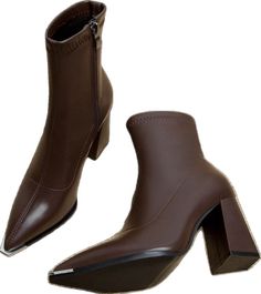 Brown Ankle Boots, Thick Heels, Toe Designs, Modern Woman, Stiletto Heels, Timeless Fashion, Womens Boots, Ankle Boot, Ankle Boots