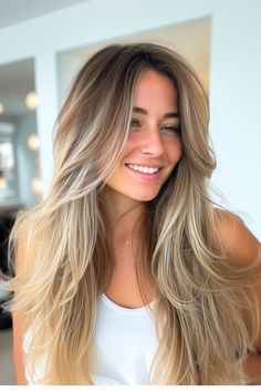 Growing Long Hair, Layered Haircuts For Long Hair, Haircuts For Long Hair With Layers, Highlighted Hair, Blonde Wavy Hair, Brunette Hair With Highlights, Dyed Blonde Hair, Dirty Blonde Hair, Long Layered Haircuts