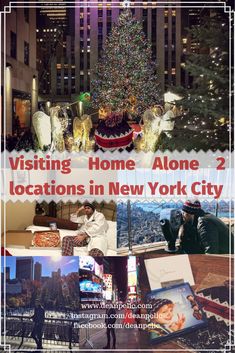 the new york city christmas tree is shown in this collage