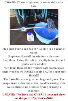 the instructions for how to use a mop in a bucket with water on it