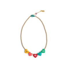 CAMP Heart Gem Necklace Playful Heart Beads For Jewelry Making, Playful Multicolor Heart-shaped Jewelry, Fun Heart Beads Jewelry As Gift, Playful Multicolor Jewelry With Heart Charm, Playful Multicolor Heart Charm Jewelry, Playful Multicolor Heart Necklace, Fun Multicolor Heart-shaped Jewelry, Playful Gold Jewelry With Heart Beads, Playful Heart Beads Necklace For Gift